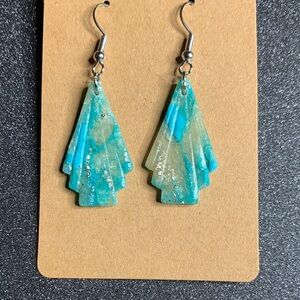 Elegant Blue Fan-Shaped Earrings